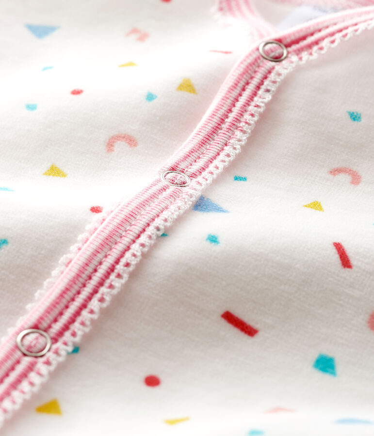 Dors-bien imprim&eacute; confettis b&eacute;b&eacute; fille en velours blanc MARSHMALLOW/blanc MULTICO