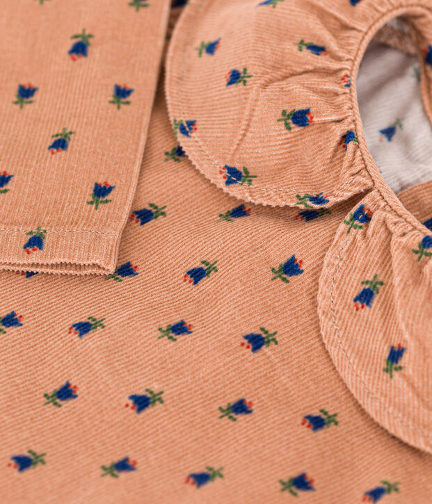 Blouse manches longues en velours b&eacute;b&eacute; rose/multicouleur