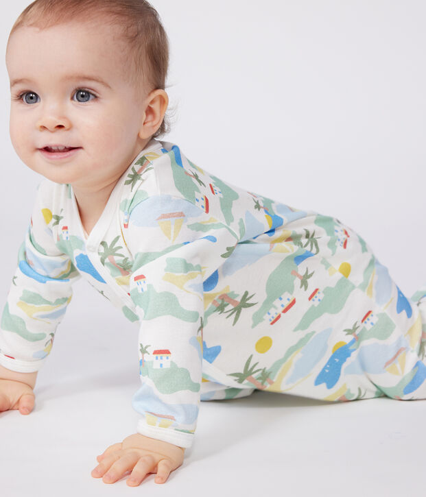 Pyjama b&eacute;b&eacute; en coton sans pieds imprim&eacute; blanc/multicouleur