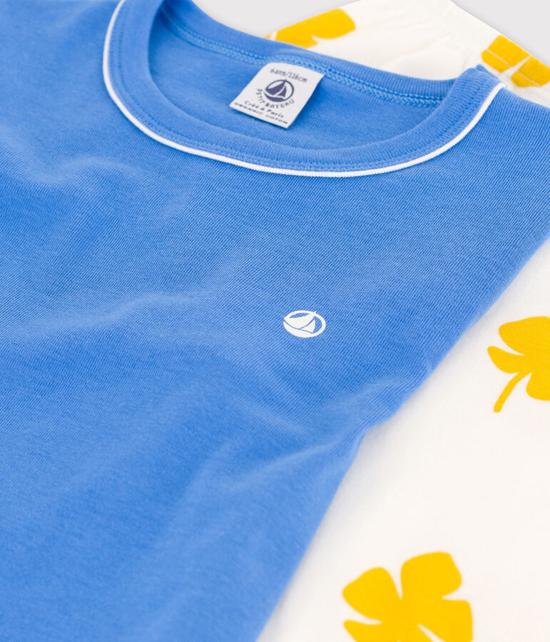 Pyjama manches courtes petit gar&ccedil;on en coton blanc/multicouleur