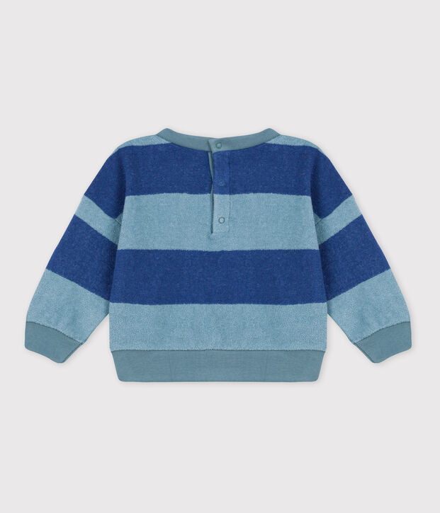 Sweatshirt &agrave; rayure b&eacute;b&eacute; en bouclette &eacute;ponge bleu/bleu