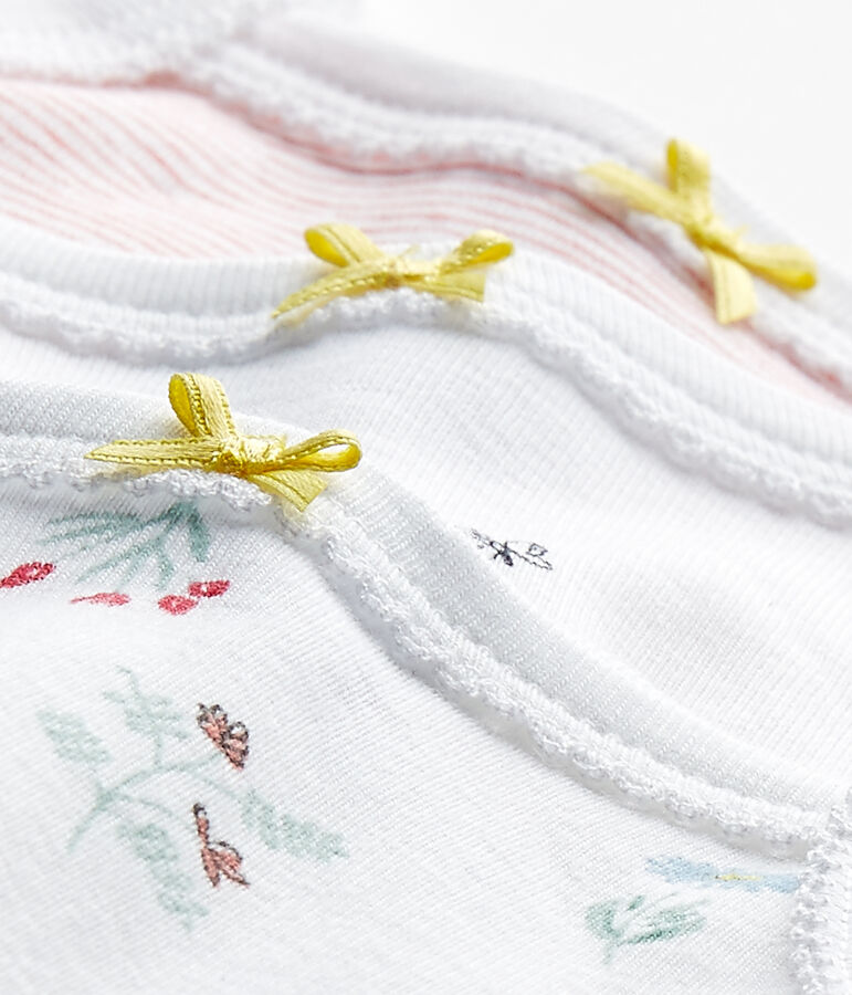 Lot de 3 bodies b&eacute;b&eacute; fille &agrave; bretelles blanc