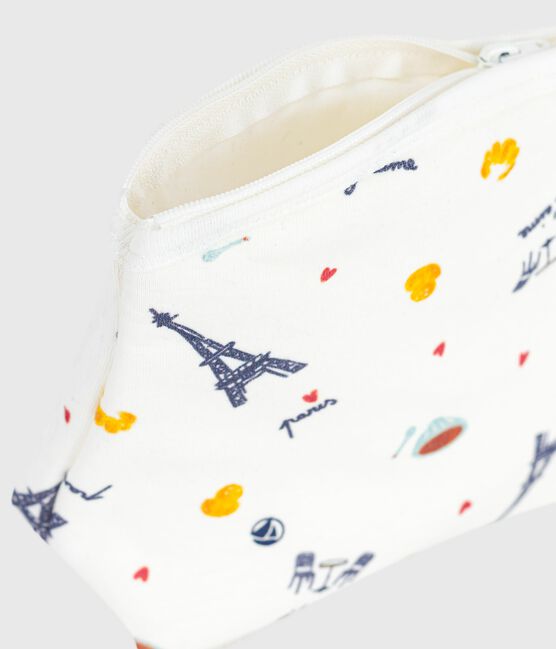 Pochette bébé en coton imprimé baleines MARSHMALLOW/ ADRIATIC