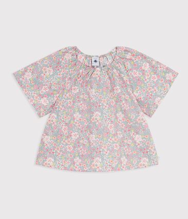 Blouse enfant en coton manches courtes imprimée fleurs