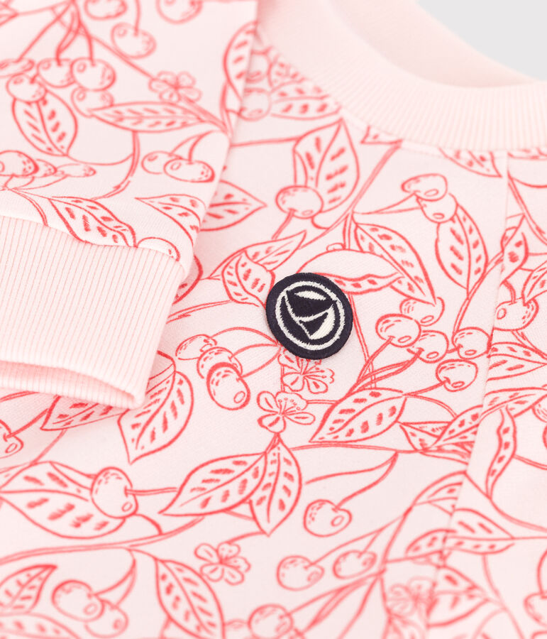 Sweatshirt enfant en coton imprim&eacute; rose FLEUR/ SPI