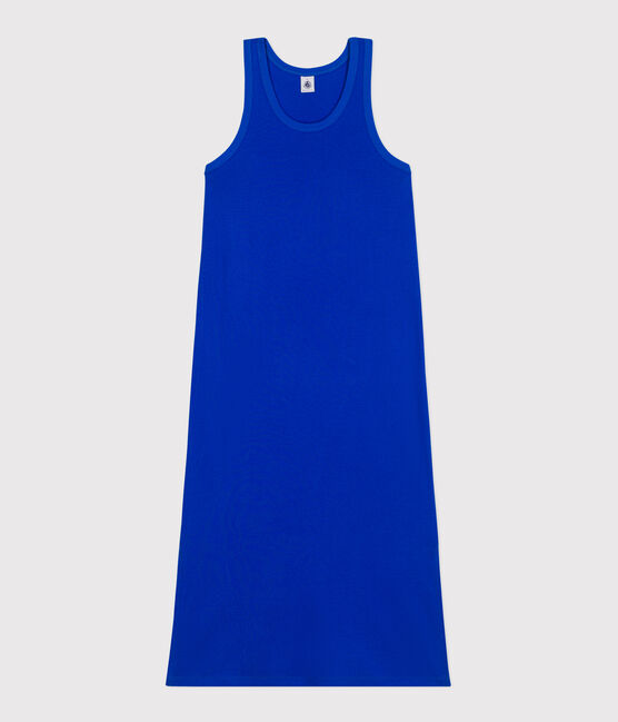 Robe débardeur longue femme en coton bleu PERSE