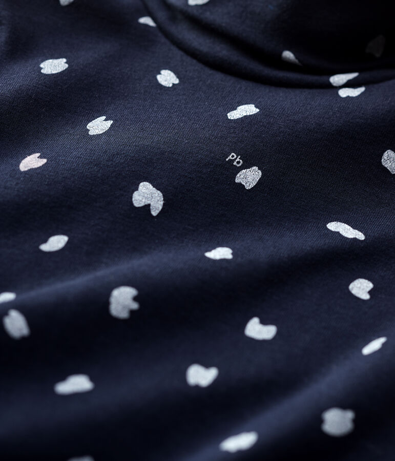 Sous-pull en coton enfant fille bleu SMOKING/blanc MULTICO