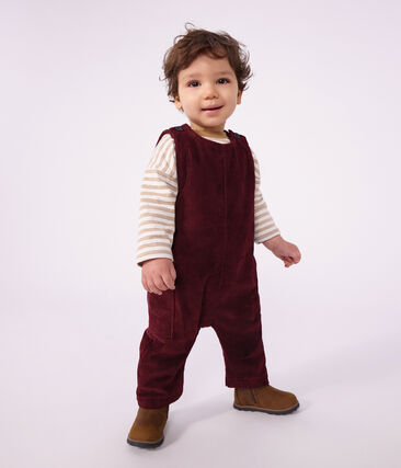 Combinaison longue bébé en velours uni
