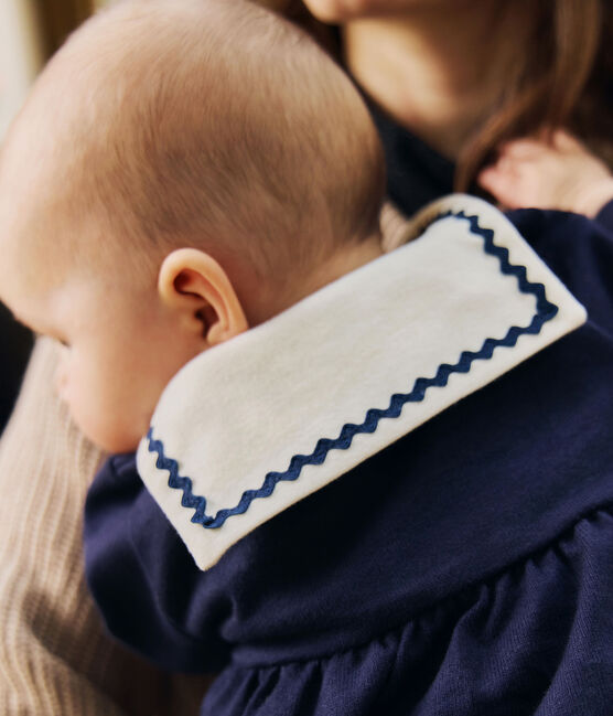 Robe bébé esprit marin et col vareuse et legging en coton bleu SOIR/ MILK