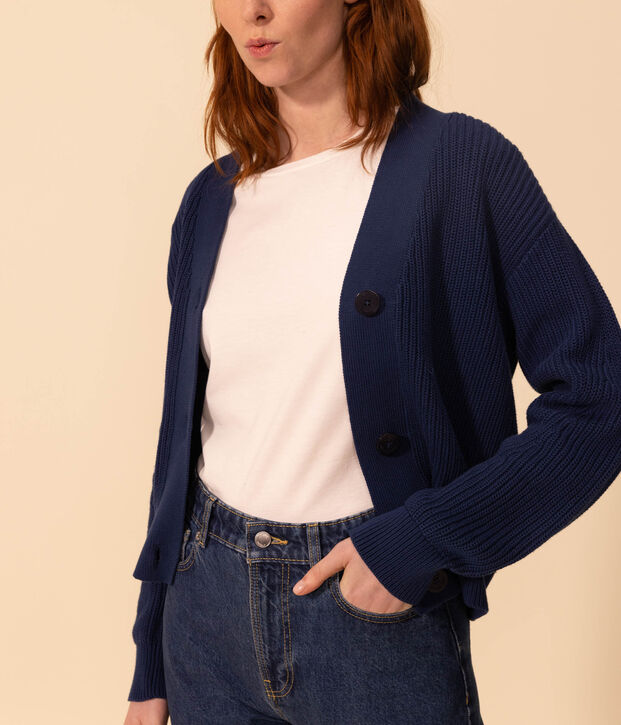 Gilet en c&ocirc;te anglaise en coton Femme bleu
