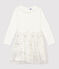 Robe manches longues coton et tulle enfant fille blanc MARSHMALLOW/gris ARGENT