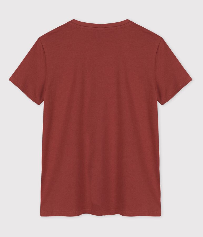 Tee-shirt LE DROIT col V en coton bio Femme marron OMBRIE