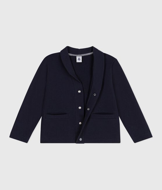 Cardigan enfant en coton uni bleu SMOKING