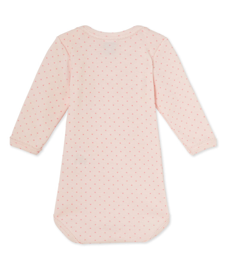 Body b&eacute;b&eacute; fille manches longues laine et coton rose/rose