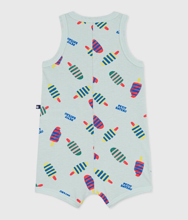 Combinaison courte b&eacute;b&eacute; en coton, imprim&eacute;e glaces bleu/multicouleur
