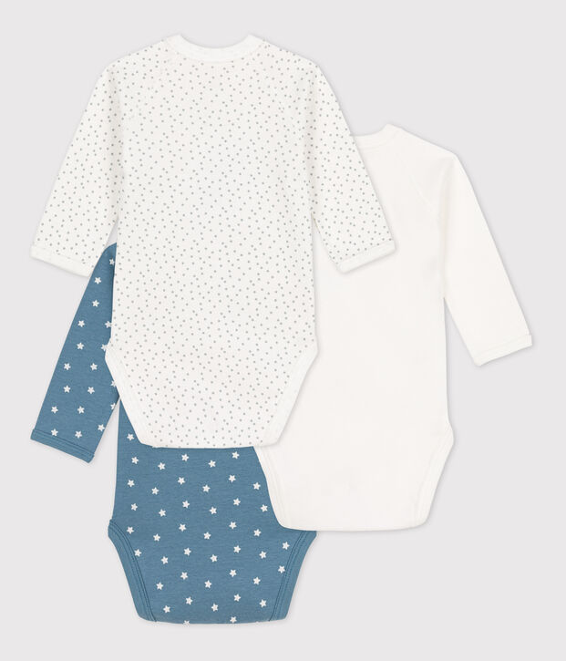 Lot de 3 bodies manches longues b&eacute;b&eacute; en coton multicouleur
