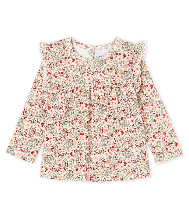 Blouse manches longues b&eacute;b&eacute; fille imprim&eacute;e blanc/multicouleur