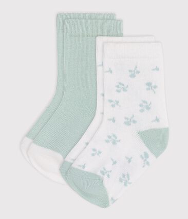 2 paires de chaussettes bébé en coton imprimé fleurs