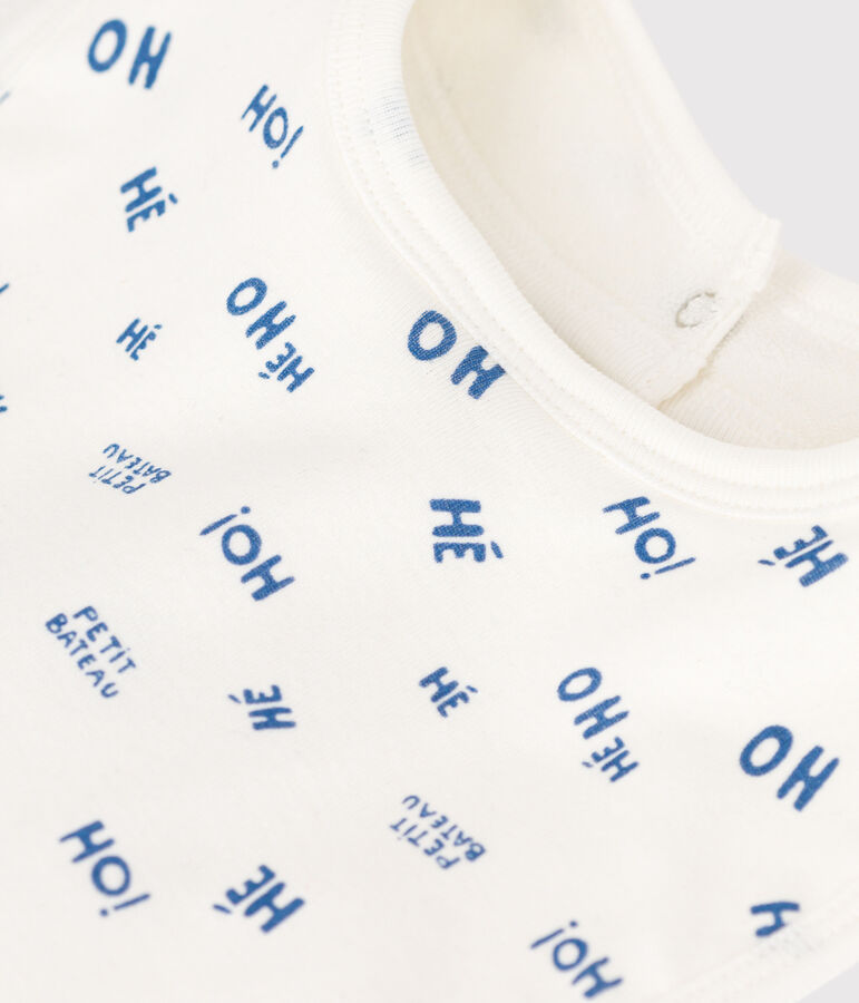 Bavoir imprim&eacute; b&eacute;b&eacute; en coton blanc MARSHMALLOW/ CREPUSCULE