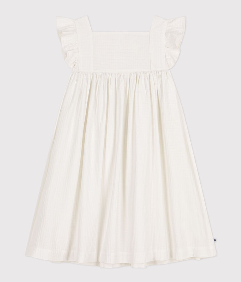 Robe sans manche en coton fa&ccedil;onn&eacute; enfant fille blanc MARSHMALLOW