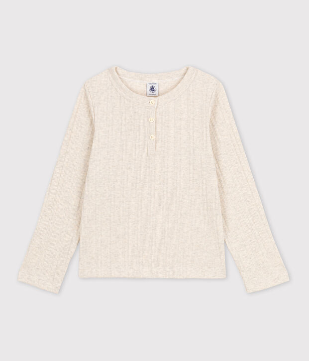 Tee-shirt en coton enfant fille beige chin&eacute;