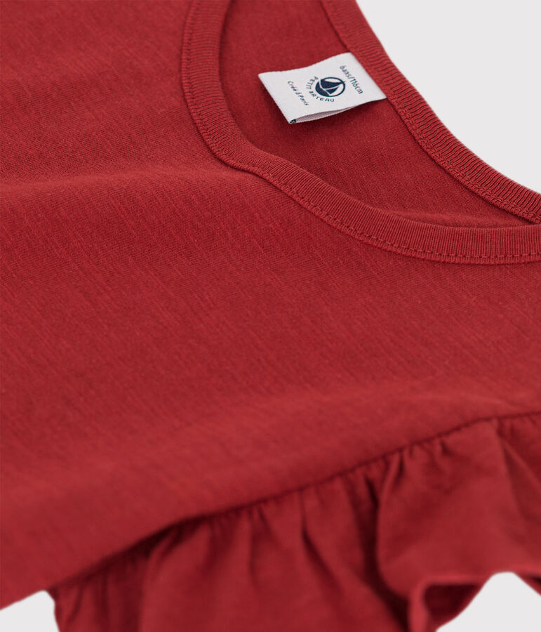 T-shirt manches courtes en coton enfant fille marron OMBRIE