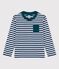Tee-shirt manches longues en coton enfant garçon bleu MEDIEVAL/blanc MARSHMALLOW