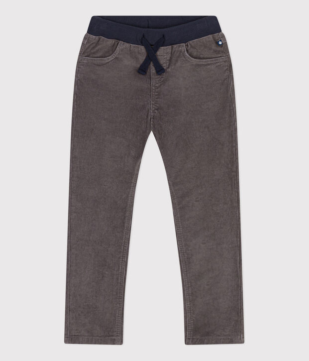 Pantalon droit en velours moyen enfant fille / gar&ccedil;on gris