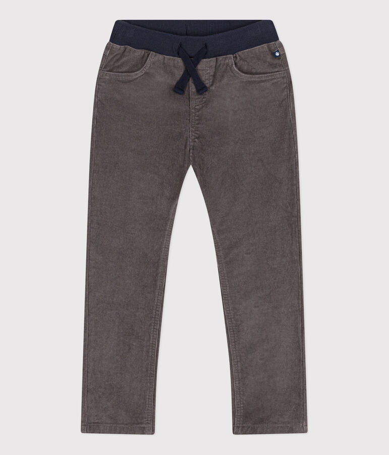 Pantalon droit en velours moyen enfant fille / gar&ccedil;on gris BONGRIS