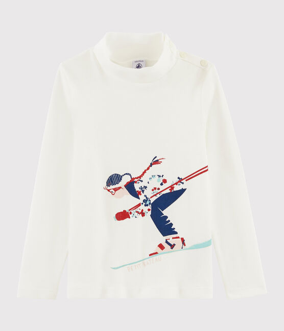 Sous pull sérigraphié enfant fille blanc MARSHMALLOW