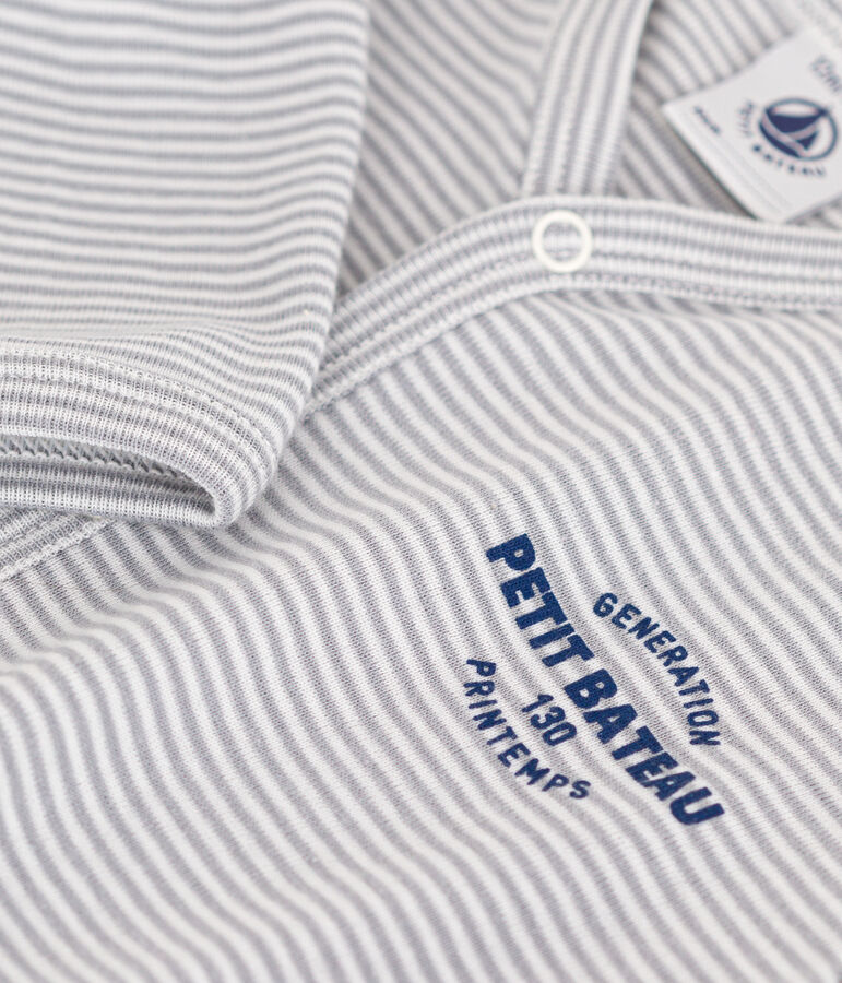 Pyjama b&eacute;b&eacute; milleraies en coton PIGEON/ MARSHMALLOW