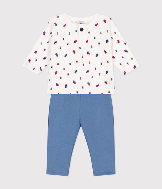 Coffret ensemble pantalon en molleton et tee-shirt en coton bébé variante 1