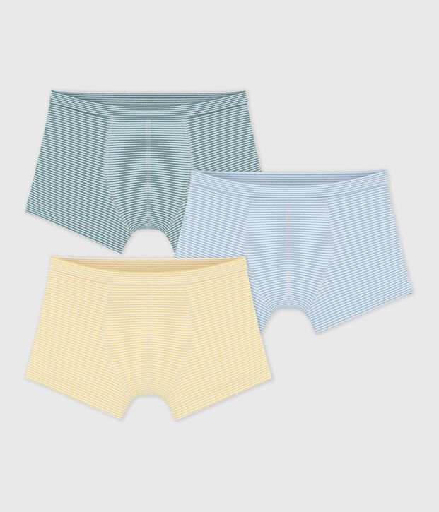 Lot de boxers enfant en coton &agrave; ceinture collet&eacute;e &agrave; rayures multicouleur