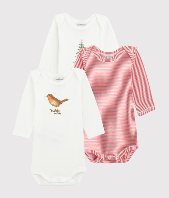 Lot de 3 bodies manches longues bébé fille Petit Bateau x Deyrolle variante 1