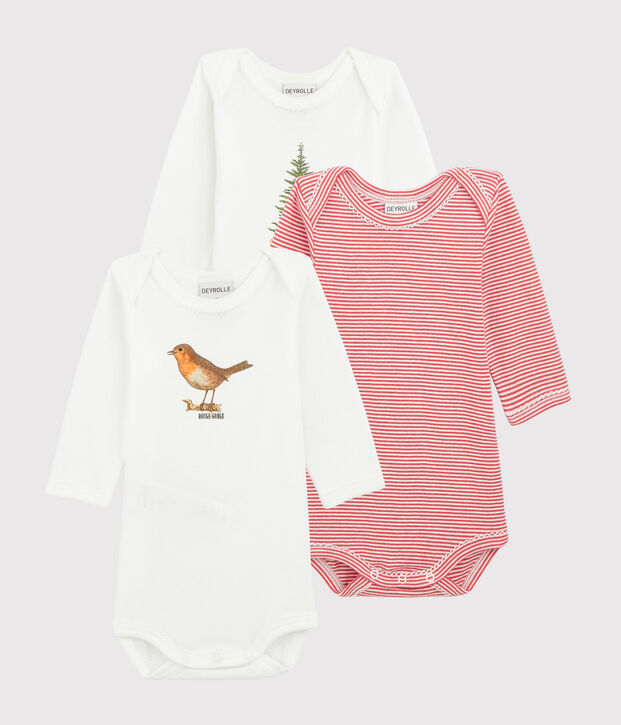 Lot de 3 bodies manches longues b&eacute;b&eacute; fille Petit Bateau x Deyrolle multicouleur