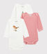 Lot de 3 bodies manches longues bébé fille Petit Bateau x Deyrolle