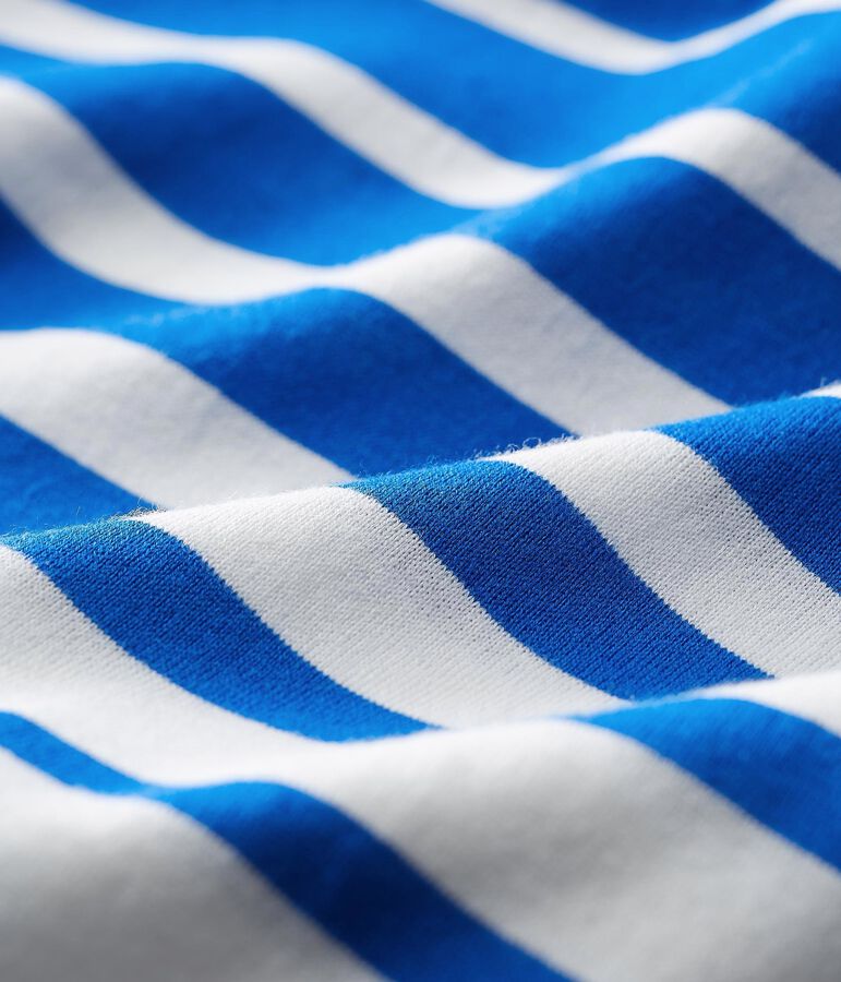 Robe manches courtes ray&eacute;e b&eacute;b&eacute; fille bleu RIYADH/blanc MARSHMALLOW CN