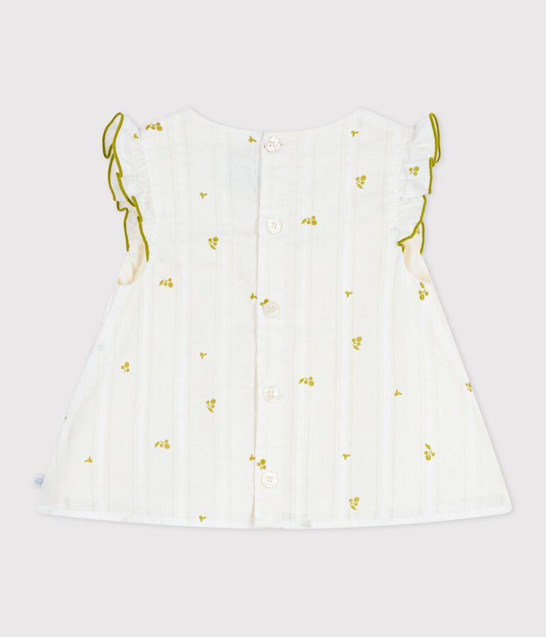 Blouse b&eacute;b&eacute; en coton sans manches en coton, imprim&eacute;e fleurs vert MARSHMALLOW/ MOSS