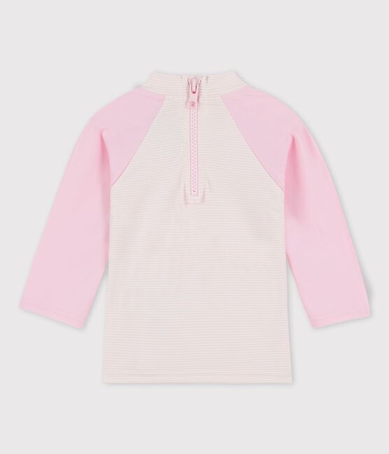 Tee-shirt anti-UV écoresponsable bébé fille/garçon rose MINOIS/blanc MARSHMALLOW