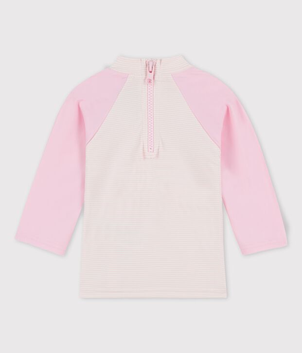 Tee-shirt anti-UV &eacute;coresponsable b&eacute;b&eacute; fille/gar&ccedil;on rose/blanc