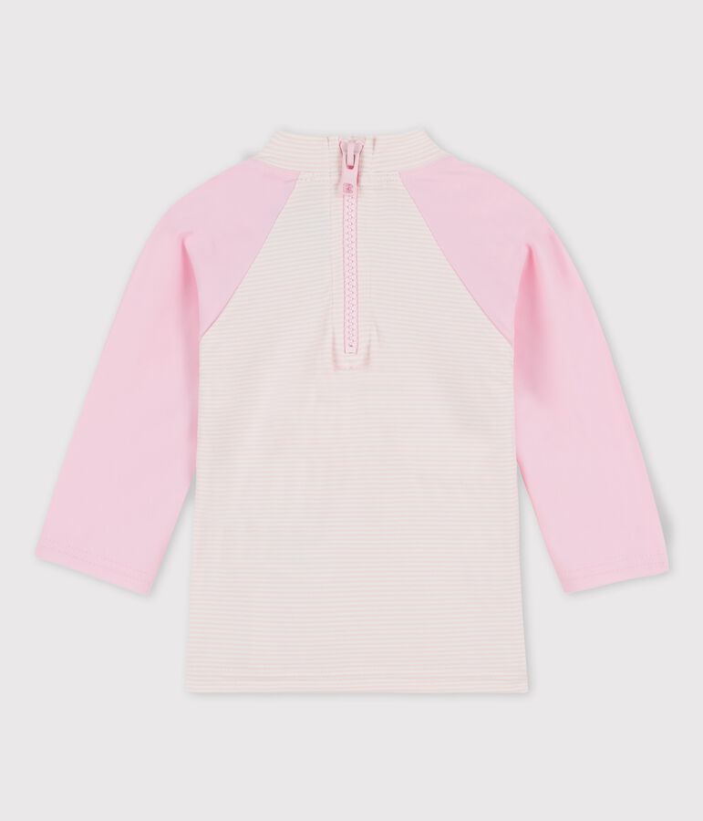 Tee-shirt anti-UV &eacute;coresponsable b&eacute;b&eacute; fille/gar&ccedil;on rose MINOIS/blanc MARSHMALLOW