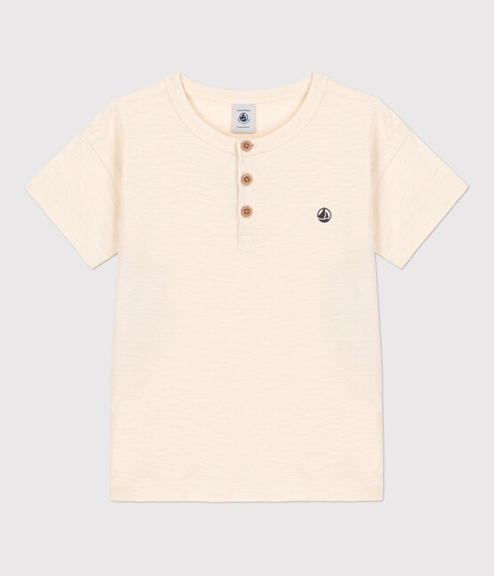 Tee-shirt manches courtes en coton enfant garçon écru AVALANCHE