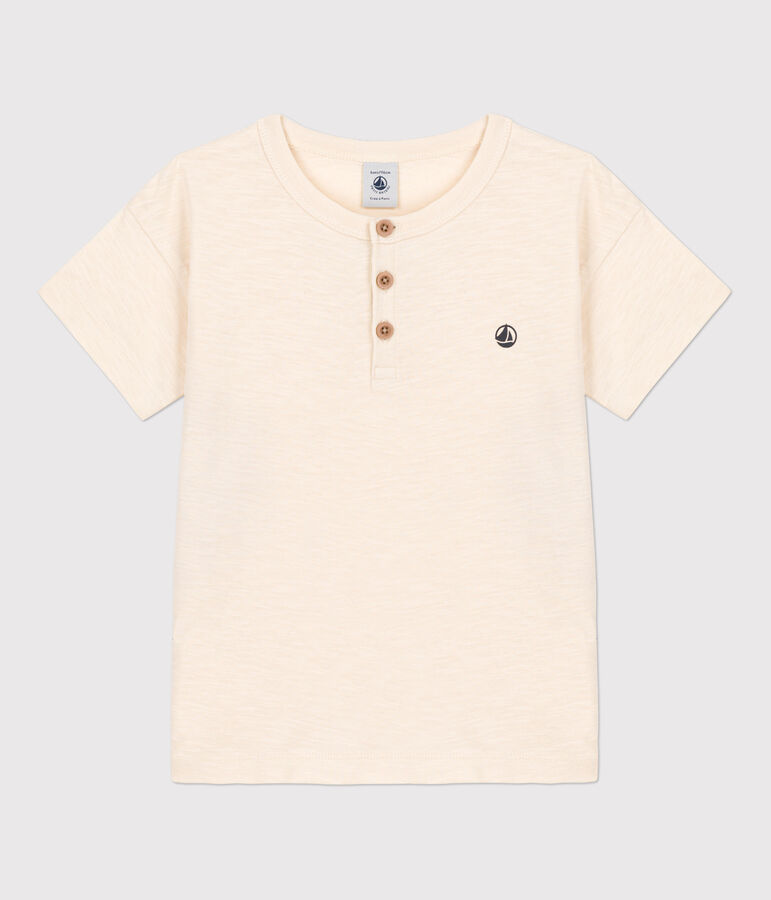 Tee-shirt manches courtes en coton enfant gar&ccedil;on &eacute;cru AVALANCHE