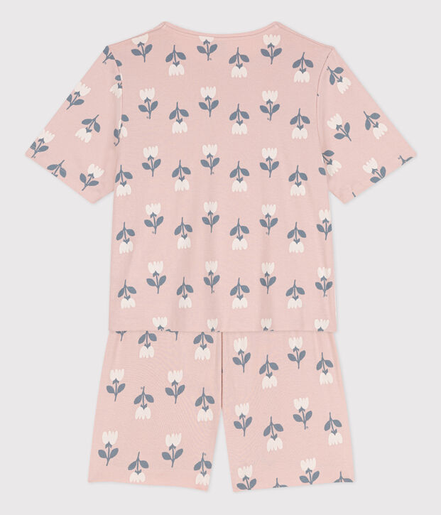 Pyjacourt tulipes en coton femme rose/multicouleur