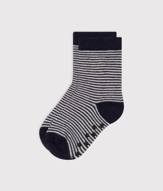 Paire de chaussettes antidérapantes bébé bleu SMOKING/blanc MARSHMALLOW