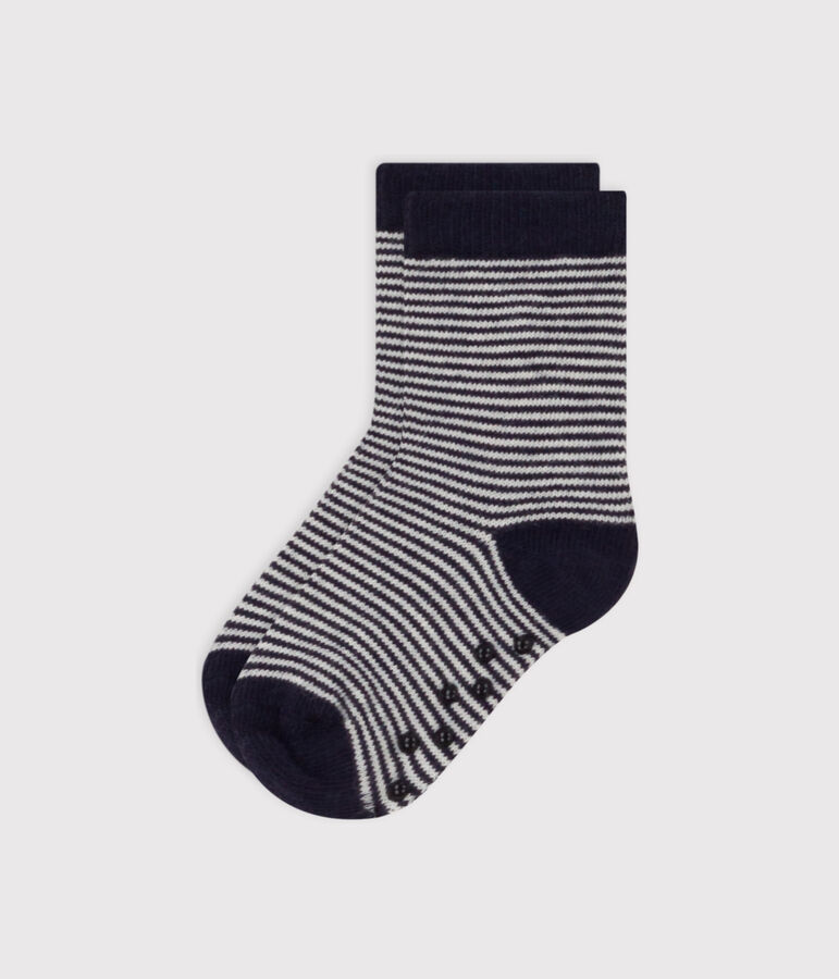 Paire de chaussettes antid&eacute;rapantes b&eacute;b&eacute; bleu/blanc