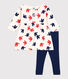 Robe bébé en coton manches longues et legging, imprimée oiseaux