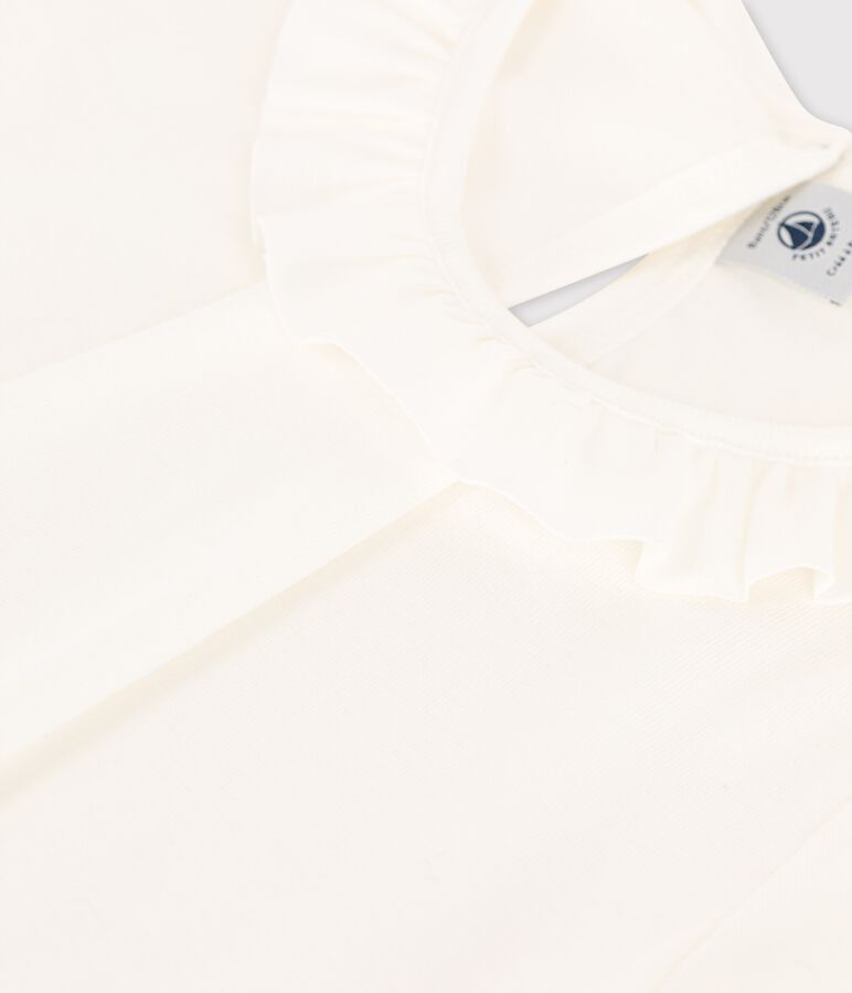 Tee-shirt manches longues en coton enfant fille blanc