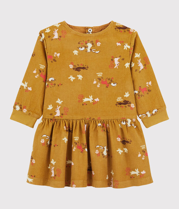 Robe en velours b&eacute;b&eacute;. jaune/multicouleur