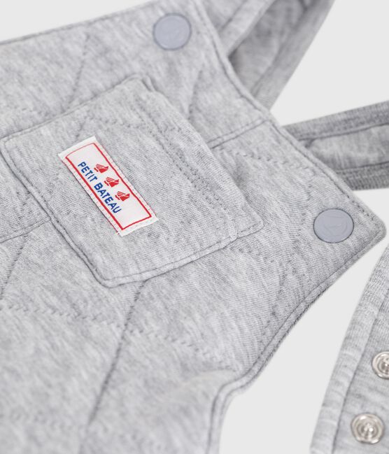 Salopette bébé en coton épais jambes longues, unie gris FUMEE CHINE